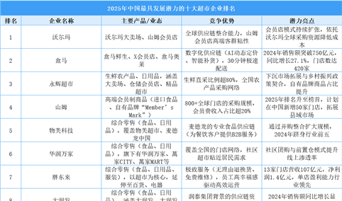 2025年中国最具发展潜力的十大超市企业排名（附榜单）