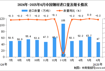 2025年6月中国钢材进口数据统计分析：进口量47万吨