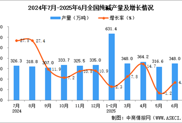 2025年6月全国纯碱产量数据统计分析