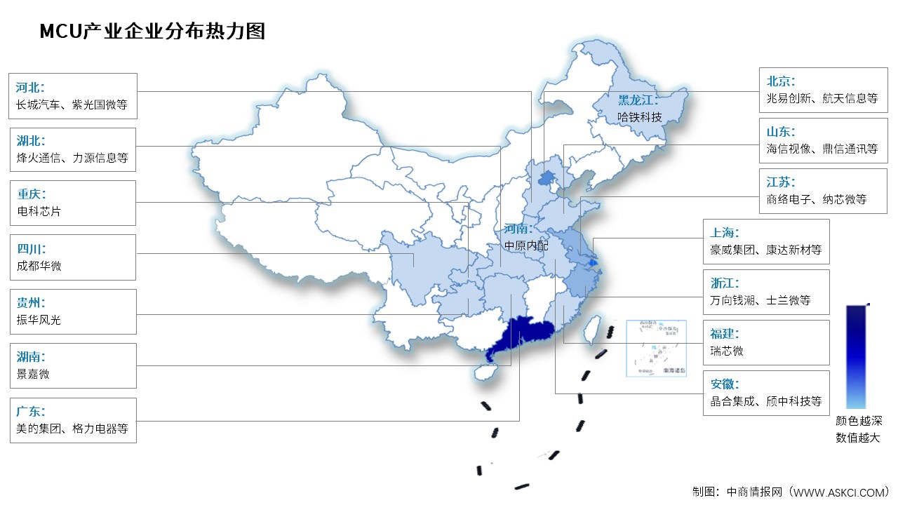 2025年中國MCU市場規(guī)模及企業(yè)熱力分布情況預測分析（圖）