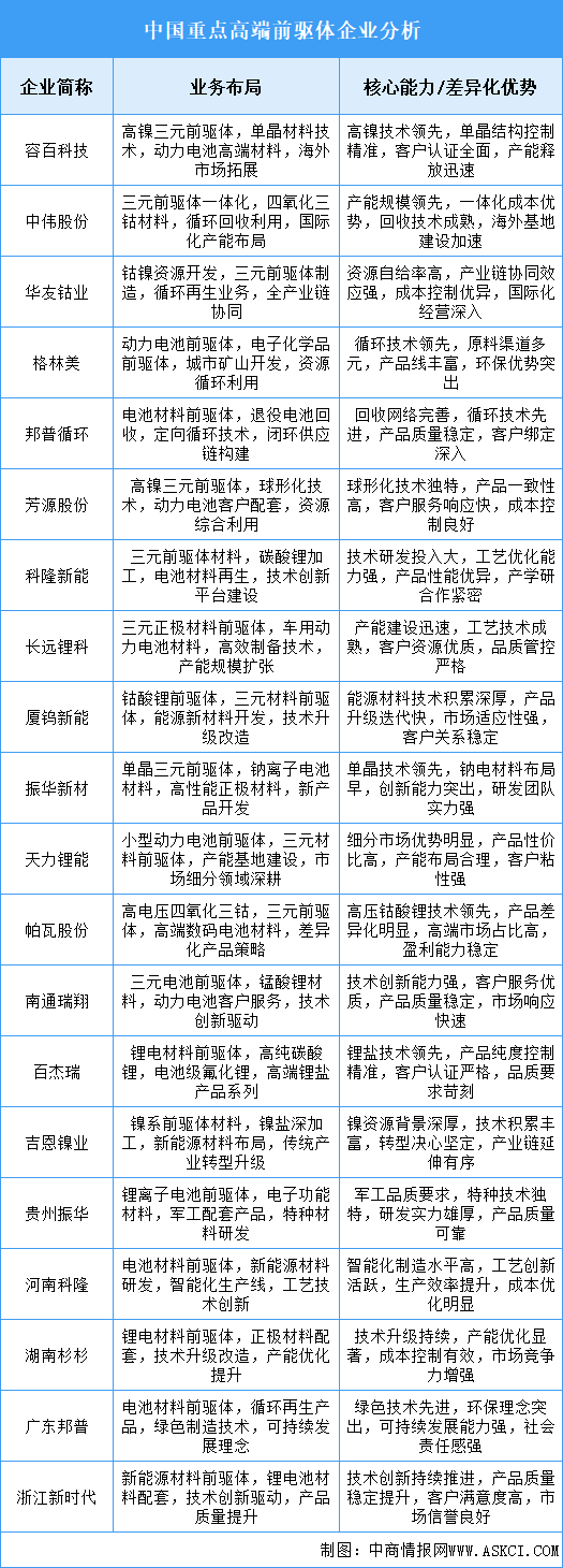 2025年中國高端前驅(qū)體重點企業(yè)業(yè)務(wù)布局分析（圖）