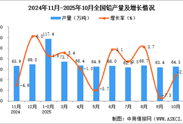 2025年10月全国铅产量数据统计分析
