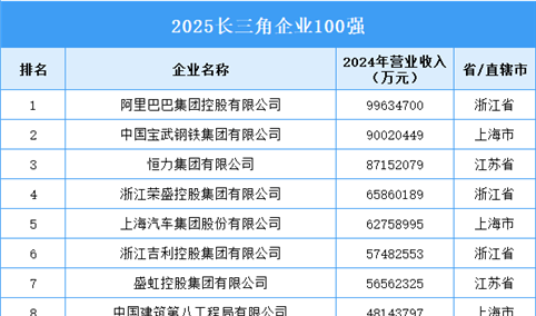 2025长三角企业100强
