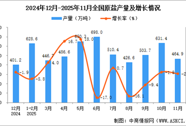 2025年11月全国原盐产量数据统计分析