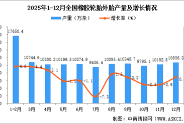 2025年12月全国橡胶轮胎外胎产量数据统计分析