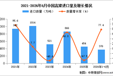 2026年1-6月中国高粱进口数据统计分析：进口量376万吨